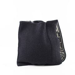 Celine Hand-Crocheted Black Cotton Shoulder Bag