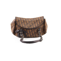 Christian Dior Romantique Monogram Trotter Flap Bag Brown