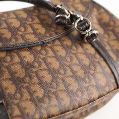 Christian Dior Romantique Monogram Trotter Flap Bag Brown