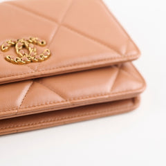 Chanel 19 Wallet On Chain WOC Caramel