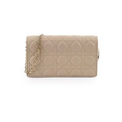 Christian Dior Lady Dior Pouch Powder Beige Wallet On Chain