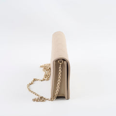 Christian Dior Lady Dior Pouch Powder Beige Wallet On Chain