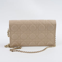 Christian Dior Lady Dior Pouch Powder Beige Wallet On Chain