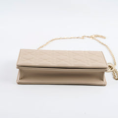 Christian Dior Lady Dior Pouch Powder Beige Wallet On Chain