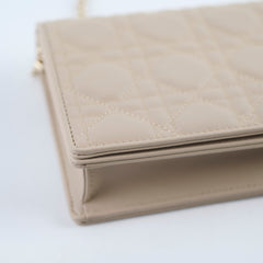 Christian Dior Lady Dior Pouch Powder Beige Wallet On Chain