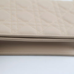 Christian Dior Lady Dior Pouch Powder Beige Wallet On Chain