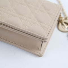 Christian Dior Lady Dior Pouch Powder Beige Wallet On Chain