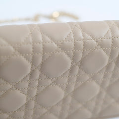 Christian Dior Lady Dior Pouch Powder Beige Wallet On Chain