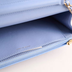 Chanel Lambskin Wallet On Chain WOC Light Blue