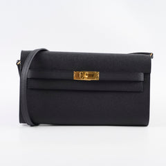 Hermes Kelly To Go Black Espom GHW A Stamp