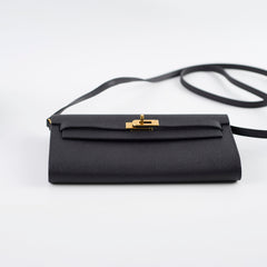 Hermes Kelly To Go Black Espom GHW A Stamp