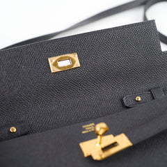 Hermes Kelly To Go Black Espom GHW A Stamp
