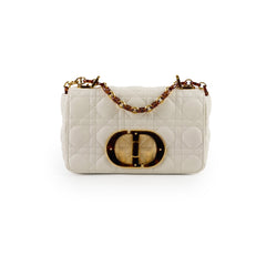 Christian Dior Caro Small Flap Lambskin White