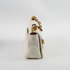 Christian Dior Caro Small Flap Lambskin White