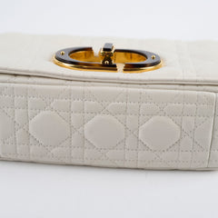 Christian Dior Caro Small Flap Lambskin White