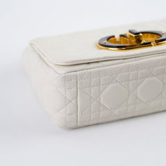 Christian Dior Caro Small Flap Lambskin White