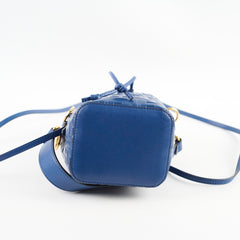 Fendi Mini Mon Tresor Bucket Blue Zucca Embossed Leather