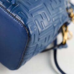 Fendi Mini Mon Tresor Bucket Blue Zucca Embossed Leather