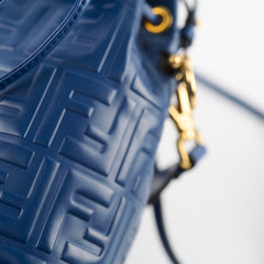 Fendi Mini Mon Tresor Bucket Blue Zucca Embossed Leather