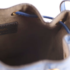 Fendi Mini Mon Tresor Bucket Blue Zucca Embossed Leather