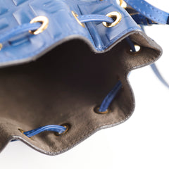 Fendi Mini Mon Tresor Bucket Blue Zucca Embossed Leather