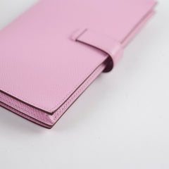 Hermes Bearn Soufflet Long Wallet Pink Epsom Leather - Z stamp