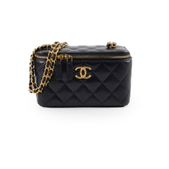 Chanel Mirror Vanity Case with Chain Black Lambskin (microchip 2023)