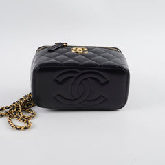 Chanel Mirror Vanity Case with Chain Black Lambskin (microchip 2023)