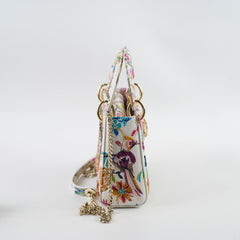 Christian Dior Mini Lady Dior Embroidered Fantastica Bag White