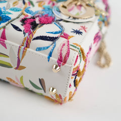 Christian Dior Mini Lady Dior Embroidered Fantastica Bag White