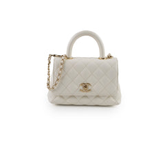 Chanel Caviar Mini Coco Handle White Microchip