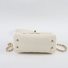 Chanel Caviar Mini Coco Handle White Microchip