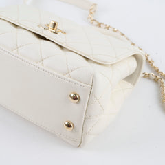 Chanel Caviar Mini Coco Handle White Microchip