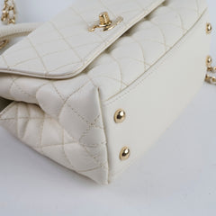 Chanel Caviar Mini Coco Handle White Microchip