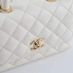 Chanel Caviar Mini Coco Handle White Microchip