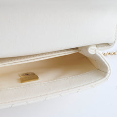 Chanel Caviar Mini Coco Handle White Microchip