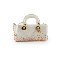 Christian Dior Small D-Joy with Crystal Emboridery White
