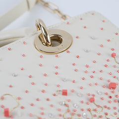 Christian Dior Small D-Joy with Crystal Emboridery White