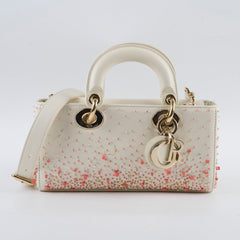 Christian Dior Small D-Joy with Crystal Emboridery White