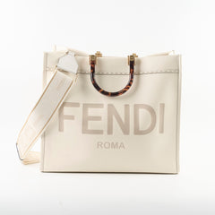 Fendi Large Sunshine Shopper Tote Cream Leather