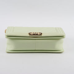 Chanel Medium Boy Bag Mint Green Caviar Champagne Gold HW (microchip)