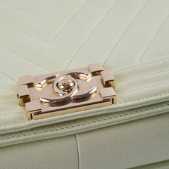Chanel Medium Boy Bag Mint Green Caviar Champagne Gold HW (microchip)