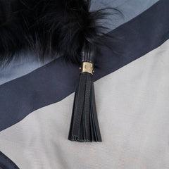 Gucci Silk Triangle, Fox Fur Trim Navy