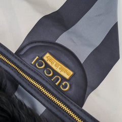 Gucci Silk Triangle, Fox Fur Trim Navy