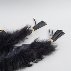 Gucci Silk Triangle, Fox Fur Trim Navy