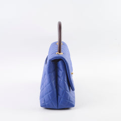 Chanel Coco Handle Mediium Blue Caviar Blue / Brown Lizard Top Handle