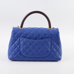 Chanel Coco Handle Mediium Blue Caviar Blue / Brown Lizard Top Handle