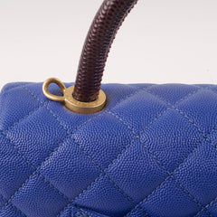Chanel Coco Handle Mediium Blue Caviar Blue / Brown Lizard Top Handle