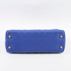 Chanel Coco Handle Mediium Blue Caviar Blue / Brown Lizard Top Handle