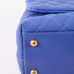 Chanel Coco Handle Mediium Blue Caviar Blue / Brown Lizard Top Handle